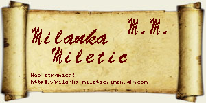 Milanka Miletić vizit kartica